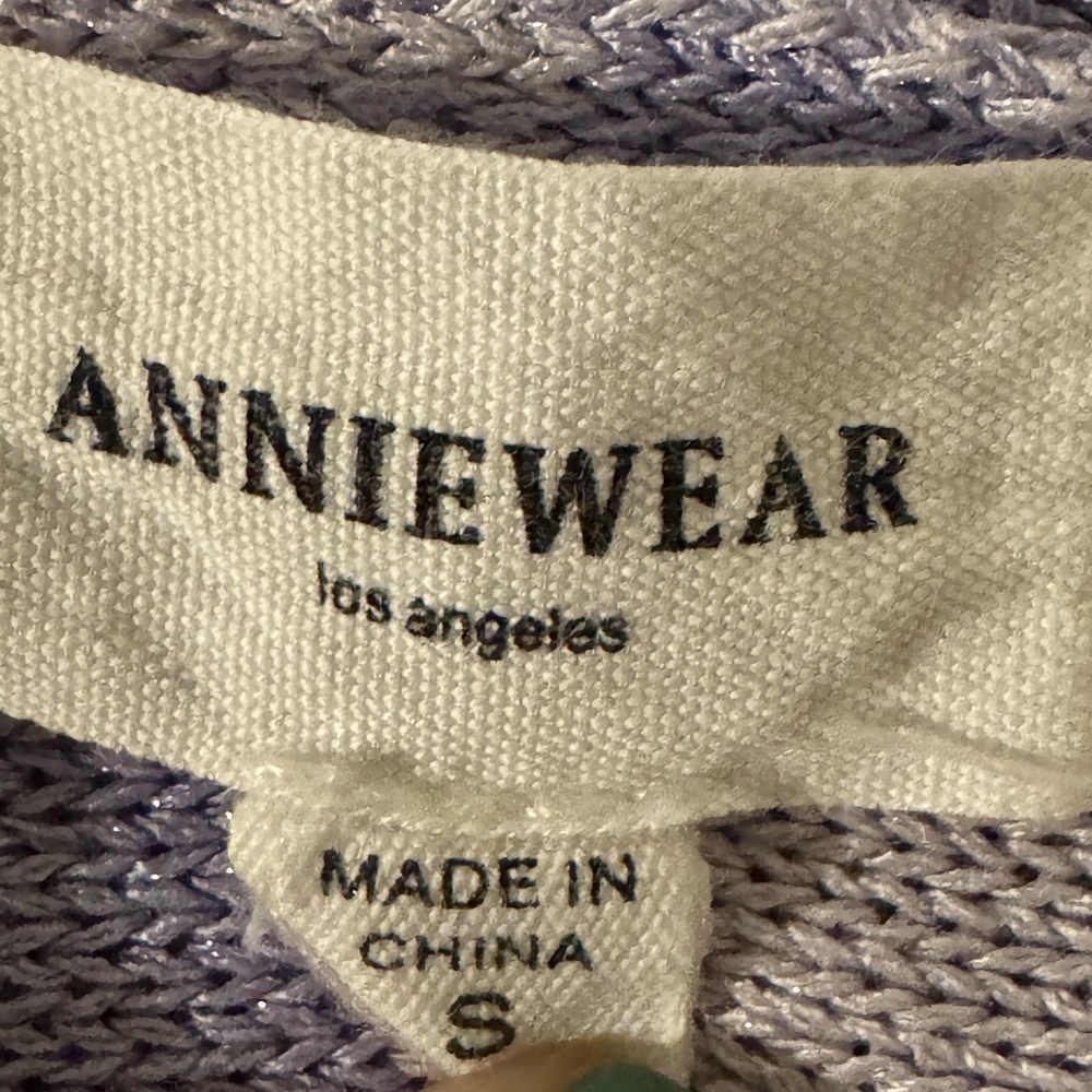 AnnieWear Los Angeles Lavender Checkered Knit Cardigan Size Small - Picture 2 of 8
